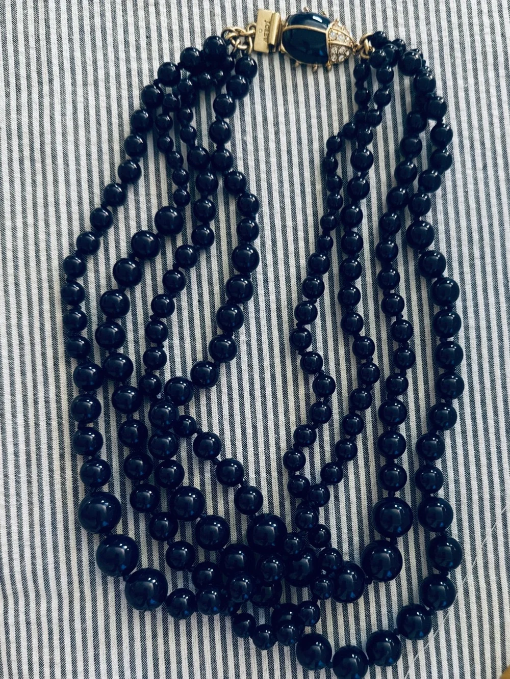 Navy Multi-Strand Beaded Necklace - Elegant Layered Women’s Jewelry